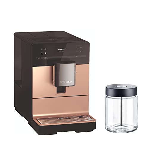 Miele CM 5510 Silence Automatic Coffee Machine in Rose Gold Pearl Finish with 33.8 oz MB-CM-G Glass Milk Container