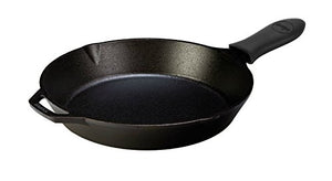 Lodge Seasoned Cast Iron Skillet with Hot Handle Holder - 12 inch Cast Iron Frying Pan with Silicone Hot Handle Holder (Black)
