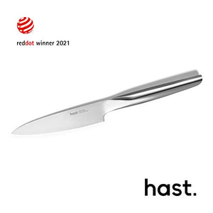 Hast 7p Luxurious Design Knife Set-Glass Knife Block-Patented Powder Steel -Professional Kitchen Knife Set-Minimalist Sleek Design -Modern Decor- Ergonomic Handle - Lightweight - (Glossy Stainless)
