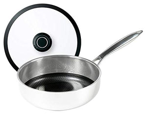 Black Cube Hybrid Stainless/Nonstick Cookware Saute Pan with Lid, 9-1/2 ", Silver