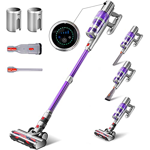 LETSTIDYUP Cordless Vacuum Cleaner,2 Batteries 90min Lightweight Handheld Vaccumm,Stick Vacuum Cordless Rechargeable,Perfect for Pet Hair Pickup,Household Vacuum Cleaner Cordless Carpet and Hard Floor
