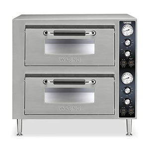 Waring Commercial WPO750 Double-Deck Pizza Oven (Dual Door), Silver