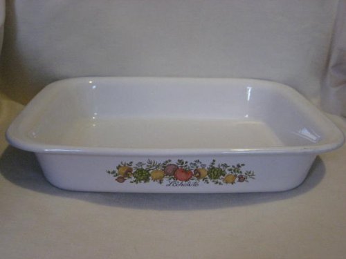 Vintage Corning Ware " Spice Of Life " L'Echalote - Large 12 1/4 x 10 1/4 x 2 1/4 Inch - Roasting Baking Dish - A-21 USA