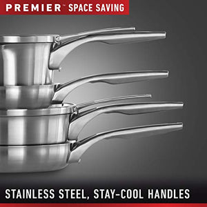 Calphalon Premier Space-Saving Stainless Steel Pots and Pans, 10-Piece Cookware Set