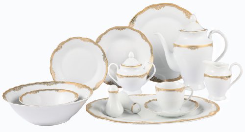 Lorenzo Import Catherine 57-Piece Wavy Porcelain Dinnerware Set