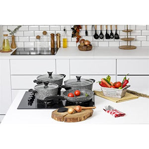 7 Piece Granite Cookware Set Gray Pan Kitchen Utensil Useful Non-Stick Pan Cookware Set