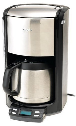 KRUPS FMF5 Programmable Coffee Maker with Double Wall Thermal Carafe and LED control panel, 10-Cup, Black