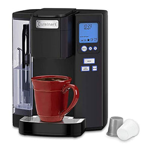 Cuisinart Single Serve 1 Cup Coffee Tea Maker Machine w/ 5 Serving Sizes and Adjustable Temperature for Individual Coffee Pods, 72 Ounce, Matte Black