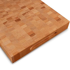 CONSDAN Cutting Board, USA Grown Hardwood, Butcher Block Hard Maple with Invisible Inner Handle, Prefinished with Food-Grade Oil, Suitable for Kitchen End Grain, 2-1/4" Thick, 20" L x 15" W