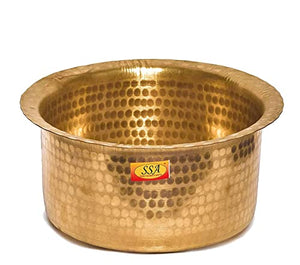 Shiv Shakti Arts® Heavy Gauge Big - Pure Brass Patila |Brass Bhagona | Brass Tope | Brass Cookware Set.(2 Sizes Combo Set Bhagona - No-22,23)