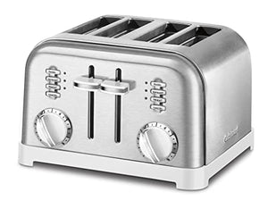Cuisinart CPT-180WP1 4-Slice Metal Classic Toaster, White/Stainless Steel & C77SS-15PK 15-piece Block-Knive-set, Hollow Handle
