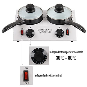 ZXMOTO Chocolate Tempering Machine 110V Electric Chocolate Fondue Melter Chocolate Melting Pot Adjustable Temperature Perfect for Halloween Parties-Double Boiler Pot