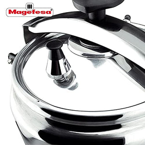 MAGEFESA Chef Pressure Cooker has a Thermodiffusion bottom, 3 Security Systems. 16 Quarts