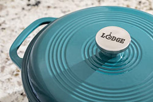 Lodge 6 Quart Enameled Cast Iron Dutch Oven. Deep Teal Enamel Dutch Oven (Product may vary from the image shown) (Lagoon) & L8SK3 10-1/4-Inch Pre-Seasoned Skillet