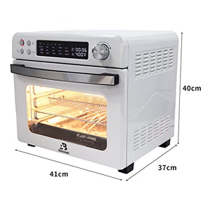 Betensh-us Air Fryer Toaster Oven, Roaster, Broiler, Rotisserie, Dehydrator, Pizza Oven , LED Display & Control Dial, 1700W, UL Listed (White single 23 L)