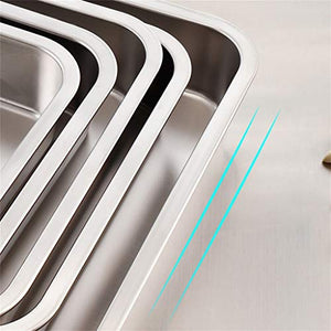 Bakeware, Mirror Polishing Stainless Steel Antirust Grilled Fish Grilled Chicken Wings Cake Cookies Baking Dish Not Sticky (Size : 34.5×49.5×15cm)