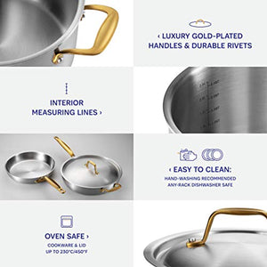 Legend Stainless Steel 5-Ply Copper Core | 14-Piece Cookware Set | Professional Home Chef Grade Clad Pots and Pans Sets | All Surface, Induction & Oven Safe | Premium Cooking Gifts for Men & Women