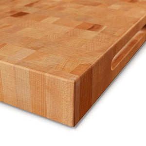 CONSDAN Cutting Board, USA Grown Hardwood, Butcher Block Hard Maple with Invisible Inner Handle, Prefinished with Food-Grade Oil, Suitable for Kitchen End Grain, 2-1/4" Thick, 20" L x 15" W
