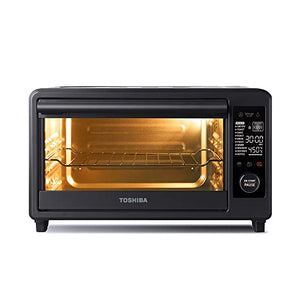 Toshiba TL2-AC25CZA(GR) Air Fryer Toaster Oven, 6-in-1 Digital Convection Oven for 9 Cooking Presets, 6-Slice Bread/12-Inch Pizza, 1750W, Charcoal Grey
