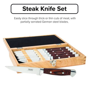 Viking German Stainless Steel Pakka Wood Steak Knife Set, 6 Piece, Red