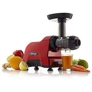 Omega CNC80R Compact Slow Speed Multi-Purpose Nutrition Center Juicer with Quiet 80 RPM Motor, 200-Watts, Red
