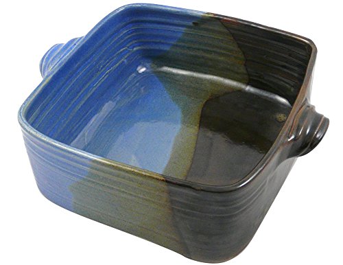 American Made Stoneware Pottery 3-Quart Square Casserole Dish in Lakeside Blue