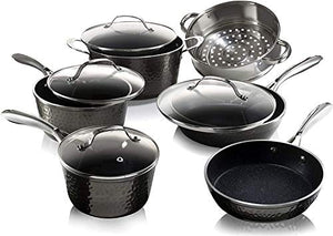 Granite Stone Diamond Hammered Collection – 15 Piece Premium Cookware & Bakeware Set with Nonstick Coating, Aluminum Composition– Includes Fry Pans, Stock Pots, Bakeware Set & More, Dishwasher Safe