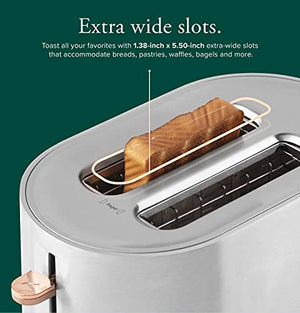 Café Express Finish 2-Slice Toaster | Extra-Wide Slots, Extra Lift for Waffles, Pastries, Texas Toast & More | 4 Pre-Set Functions, 8 Shade Options | Countertop Kitchen Essentials | Matte White