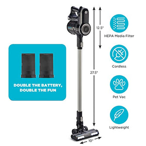 Simplicity S65 Premium Stick Vacuum Cordless Rechargeable Superstar, Extra Battery, One-Click and Go Multi Surface Vacuum Cleaner, Converts to Hand Vacuum Cleaner for Car and Household Cleaning, S65P