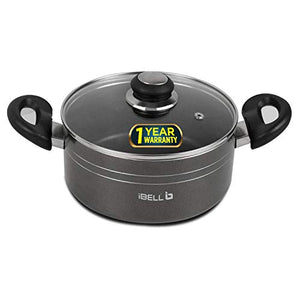 iBELL Non Stick Cookware/Casserole with Lid, 2.9 L, CS195, Thickness 3.3 mm, 19.5 cm, Grey