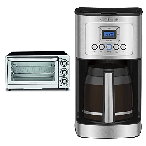 Cuisinart TOB-40N Custom Classic Toaster Oven Broiler,Black, 17 Inch & DCC-3200P1 Perfectemp Coffee Maker, 14 Cup Progammable with Glass Carafe, Stainless Steel