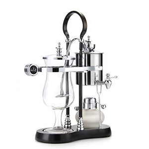 Diguo Belgian/Belgium Luxury Royal Family Balance Syphon Coffee Maker/Siphon Coffee Brewer (Silver - Black Column with Round Handle)