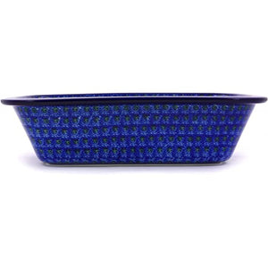 Polish Pottery Rectangular Baker 10-inch Blue Poppies made by Ceramika Artystyczna