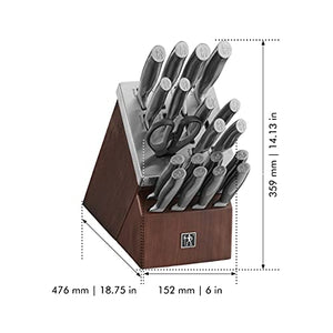 HENCKELS Graphite 20-pc Self-Sharpening Knife Set with Block, Chef Knife, Paring Knife, Utility Knife, Bread Knife, Steak Knife, Brown, Stainless Steel