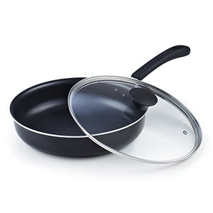 Cook N Home 10.5-Inch/3.5 Quart Nonstick Deep Saute Fry Pan/Jumbo Cooker with Lid, Black