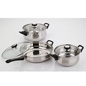 ERGUI 12 Piece Stainless Steel Cookware Set Kitchen Cookware Set Pots Pots & Pans Glass Lid Cooking Tools (Color : A, Size : See Description)