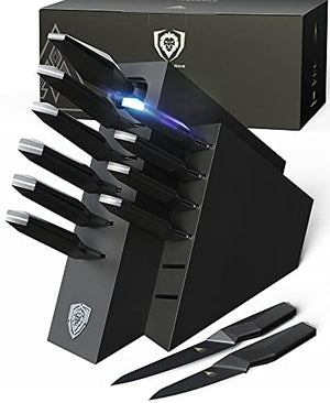 DALSTRONG Knife Block Set - 12-Piece - Shadow Black Series - Black Titanium Nitride Coated - High Carbon - 7CR17MOV-X Vacuum Treated Steel - NSF Certified