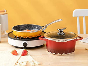 ARTMARTIN Nonstick Cookware Set,3-piece set of 8-inch nonstick frying pan & 3-quart soup with lid suitable for two pots