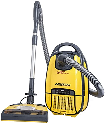 Vapamore MR-500 Vento Canister Vacuum Cleaner with Retractable Cord, Professional Grade Multipurpose Canister Vacuum with Attachments, Includes 6 HEPA Dust Bags