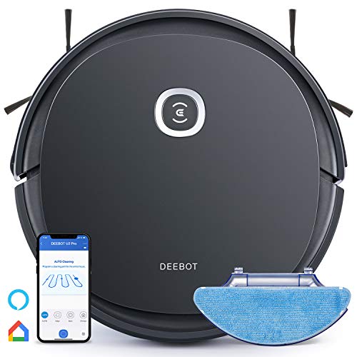 ECOVACS DEEBOT OZMO U2 Pro Robot Vacuum Cleaner 2 in1 Vacuum and Mop, Extra Pet Care Kit 800ml Large Dustbin & Tangle-Free Brush, Ideal for Pet Hair, No-Go Zones, 2.5Hrs Run Time, Voice / App Control…