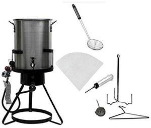 Outdoor Heavy Duty Steel 50,000 BTU Propane 30 Quart Deep Turkey Fryer with Spigot Pot, Plus Injector, Skimmer and Oil Filter
