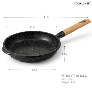 Nonstick Stackable Cookware Set with Cooking Utensils 13 Piece & Nonstick Frying Pan 8.7Inch+9.5Inch+11 Inch - Black