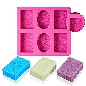 KGEZW DIY 6 Cells Soap Molds Cake Fondant Tools Chocolate Cookie Oval Rectangle Shaped Baking Silicone Mould Decor Tool (Color : As shown, Size : As shown)