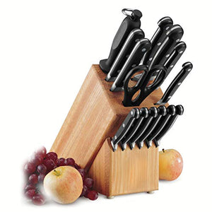 Tramontina Cutlery/Steak Knife Set with Hardwood Counter Block Gourmet Forged-Traditional 15 Piece, M-400/15DS