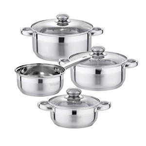 LEPSJGC Stainless Steel Kitchen Cookware Set 7 Piece Pan Set Pan Frying Pan Casserole With Glass Lid (Color : A, Size : As the picture shows)