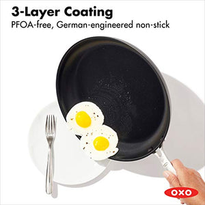 OXO Good Grips Non-Stick Pro, Cookware Pots and Pans Set, 12 Piece, Gray & Good Grips Non-Stick Pro Dishwasher safe 12" Open Frypan