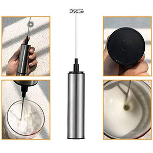 Stainless Steel Coffee Milk Frother, Whisk, Handheld Rechargeable Mini Stir Bar, Coffee with Whisk, Latte, Cappuccino, Hot Chocolate Black.
