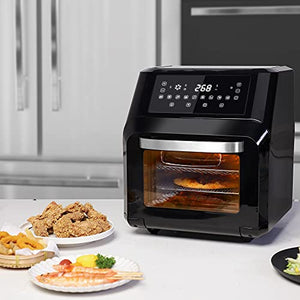 Besile Air Fryer Toaster Oven,Digital LCD Touch Screen,Rotisserie Oven,Deep Fryer,Dehydrator, Roaster, Warmer, Reheater, Pizza Oven,Cooking Accessories Included(12QT,1700W,Black)