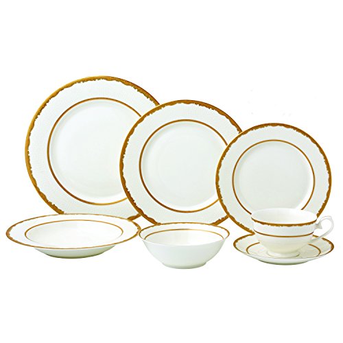 Lorren Home Trends 57 Piece Sonia Collection Dinnerware Set, Gold