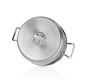 Saflon Stainless Steel Tri-Ply Capsulated Bottom 5 Quart Saute Pot with Glass Lid, Induction Ready, Oven and Dishwasher Safe